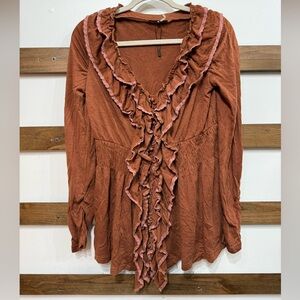 Ryu Rust and Pink Ruffled Blouse